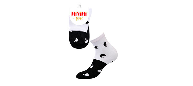Новинка!  Mini Trend 4207 -  укороченные женские носки из хлопка  c контрастным рисунком "Инь-Янь"