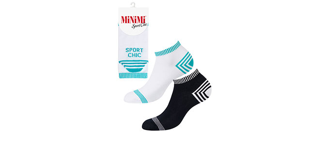 Новинка!  Mini Sport Chic 4302 -  укороченные женские носки из хлопка  c контрастным принтом