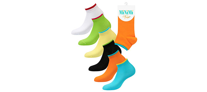 Новинка!  Mini Fresh 4101 -  укороченные женские носки из хлопка с контрастной резинкой